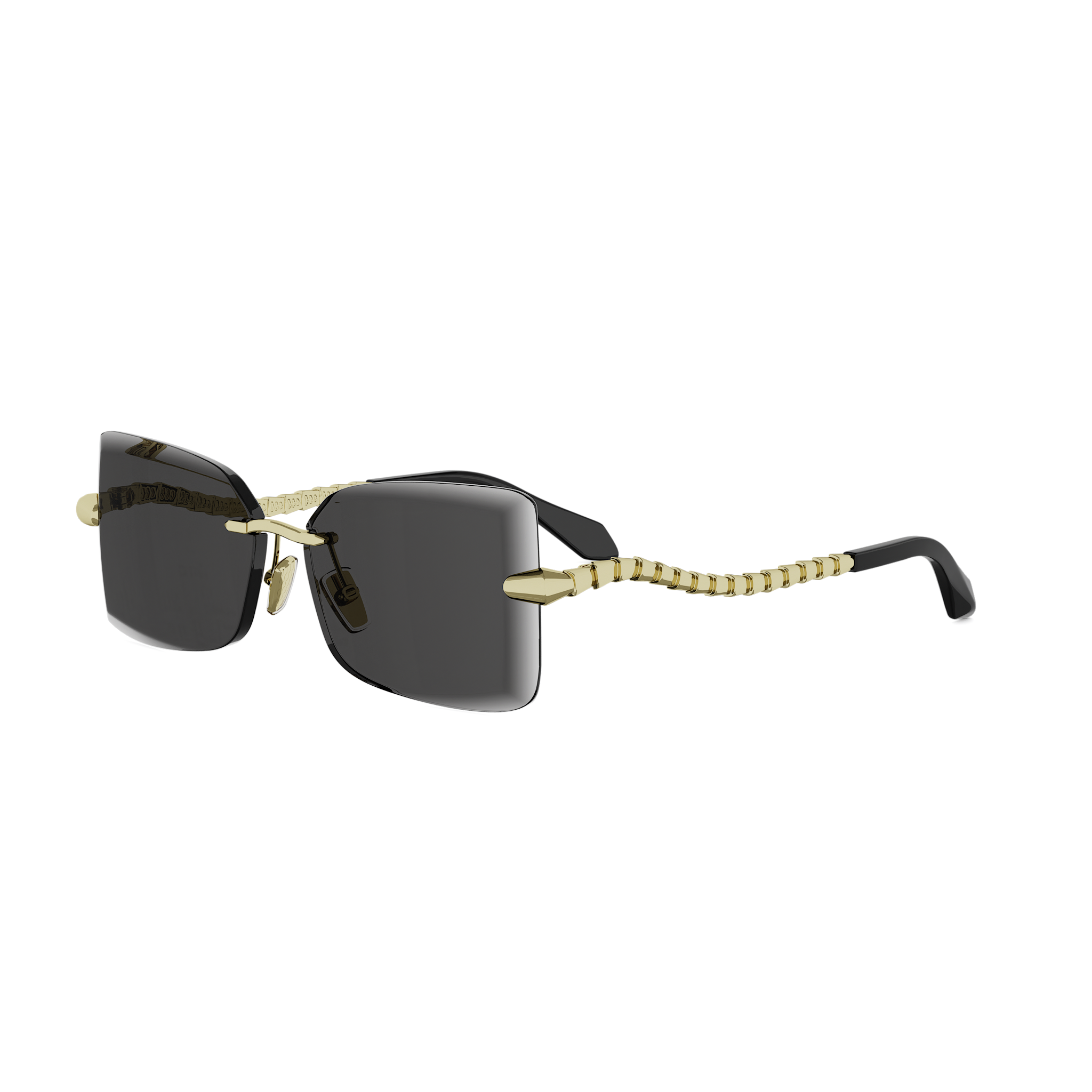 Shiny Gold Rectangular Metal Sunglasses