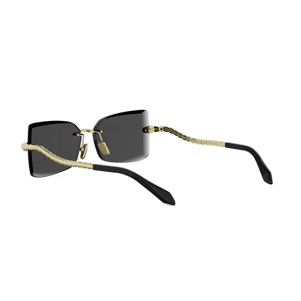 Shiny Gold Rectangular Metal Sunglasses