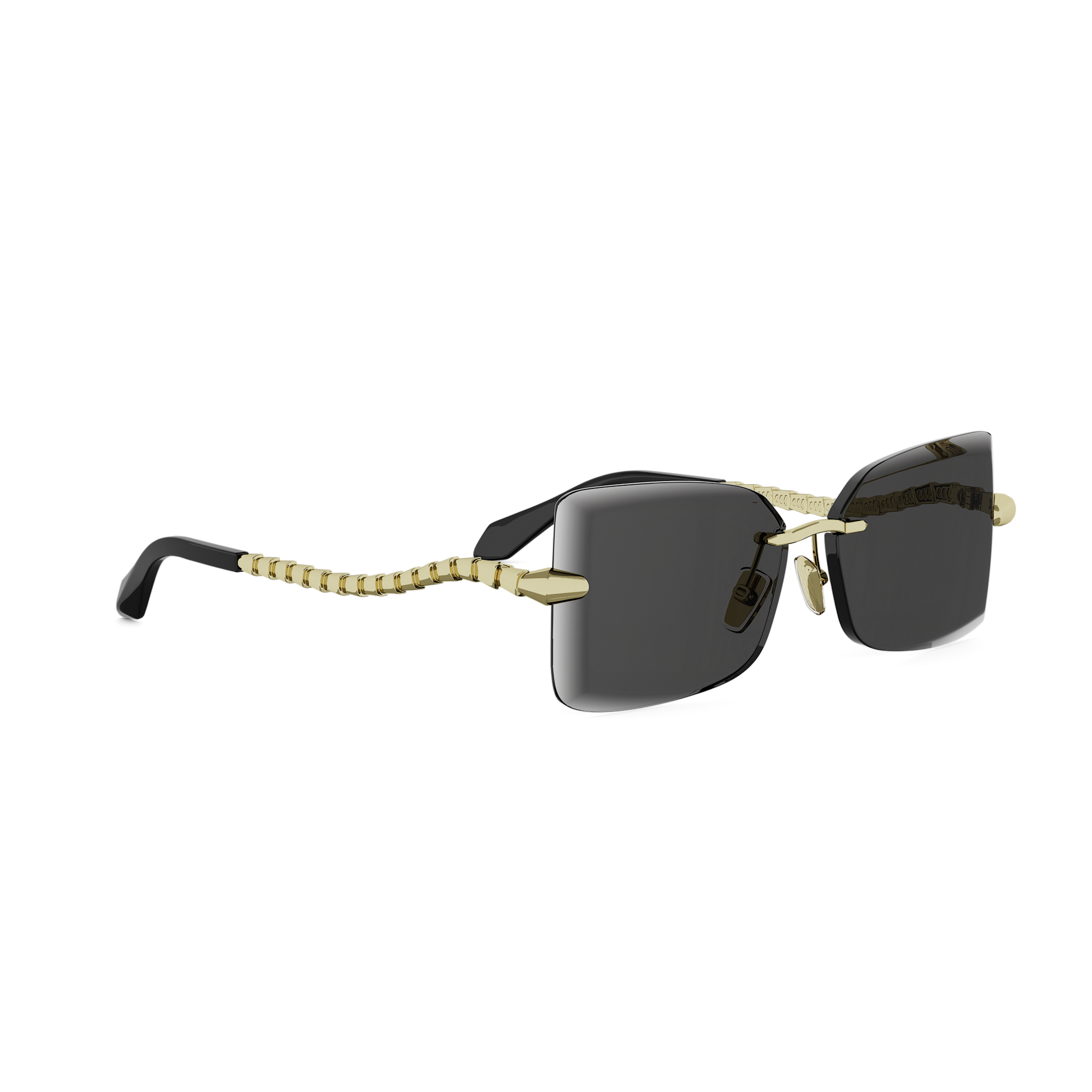 Shiny Gold Rectangular Metal Sunglasses