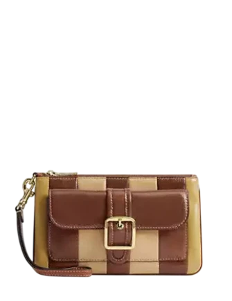 Coach Ashton Wristlet With Striped Patchwork