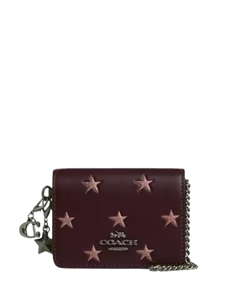 Coach Boxed Mini Wallet On A Chain With Star Print