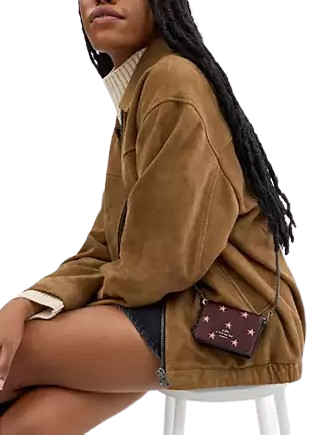 Coach Boxed Mini Wallet On A Chain With Star Print