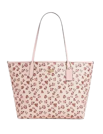 Coach City Tote Bag With Rose Print