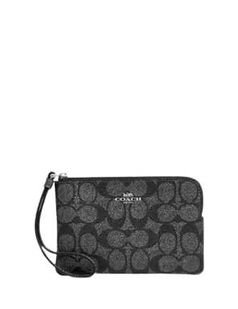 Coach Corner Zip Wristlet In Signature Canvas