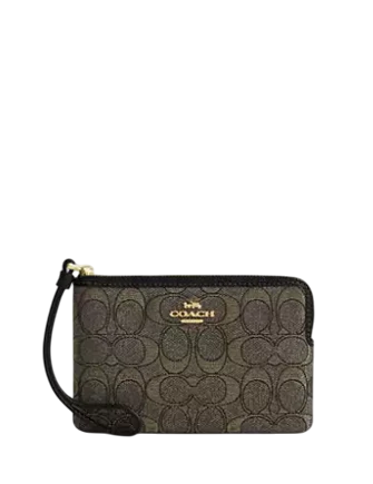 Coach Corner Zip Wristlet In Signature Jacquard