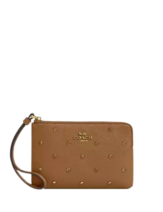 Coach Corner Zip Wristlet With Crystal