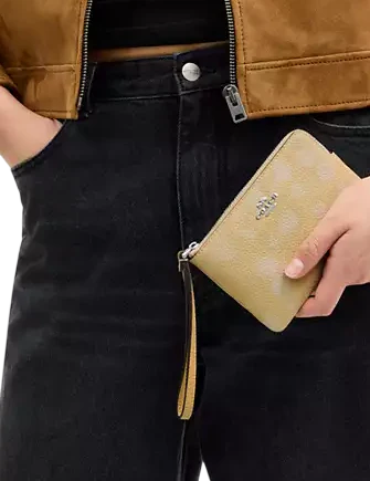 Coach Corner Zip Wristlet With Floral Print