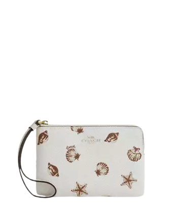 Coach Corner Zip Wristlet With Shell Print