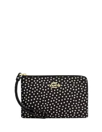 Coach Corner Zip Wristlet With Spot Print