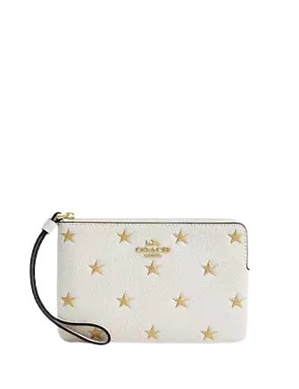 Coach Corner Zip Wristlet With Star Print