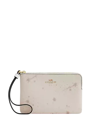 Coach Corner Zip Wristlet With Star Print