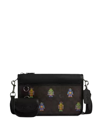 Coach Cosmic Coach Heritage Convertible Crossbody In Signature Canvas With Robot Print