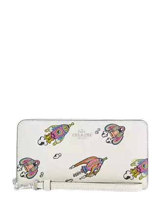 Coach Cosmic Coach Long Zip Around Wallet With Rocket Print