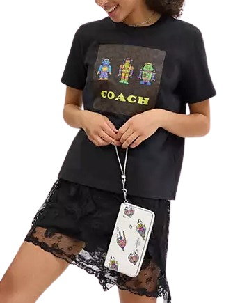 Coach Cosmic Coach Long Zip Around Wallet With Rocket Print