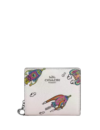 Coach Cosmic Coach Snap Wallet With Rocket Print