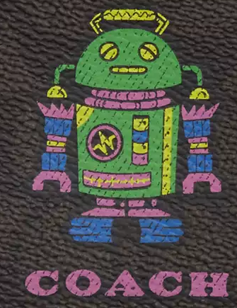 Coach Cosmic Coach Zip Card Case With Robot Print