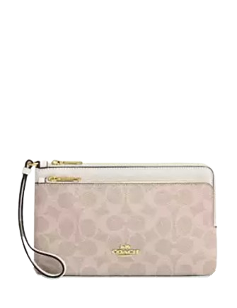 Coach Double Zip Wallet In Signature Canvas