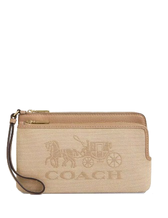 Coach Double Zip Wallet With Horse And Carriage