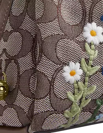 Coach Faye Shoulder Bag In Signature Jacquard With Floral Embroidery
