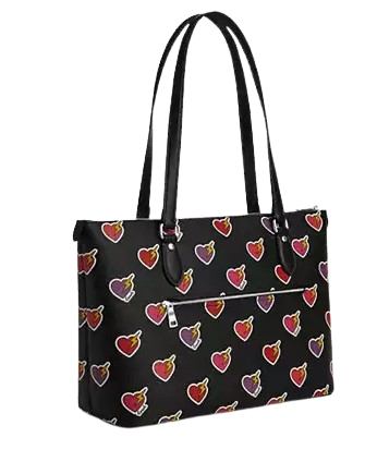 Coach Gallery Tote Bag With Heart Bolt Print