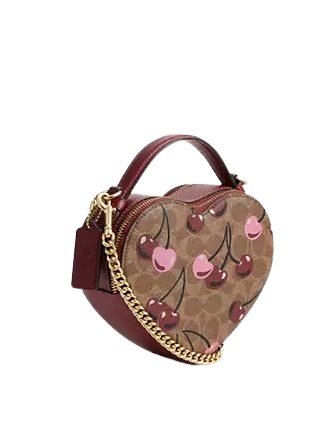 Coach Heart Crossbody Bag In Signature Canvas With Cherry Print