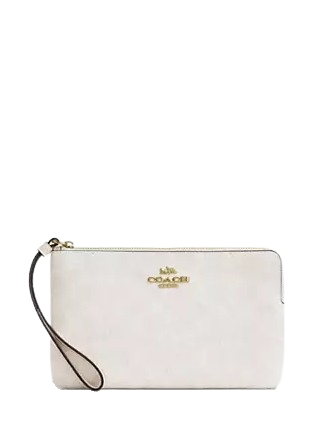 Coach Large Corner Zip Wristlet In Signature Canvas