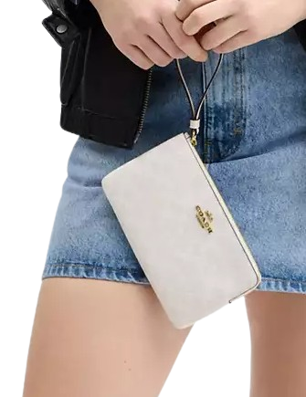 Coach Large Corner Zip Wristlet In Signature Canvas
