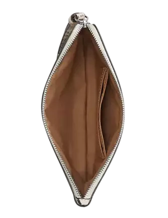 Coach Large Corner Zip Wristlet With Newspaper Print