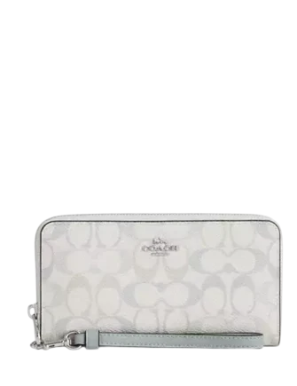 Coach Long Zip Around Wallet In Pretty Signature Canvas