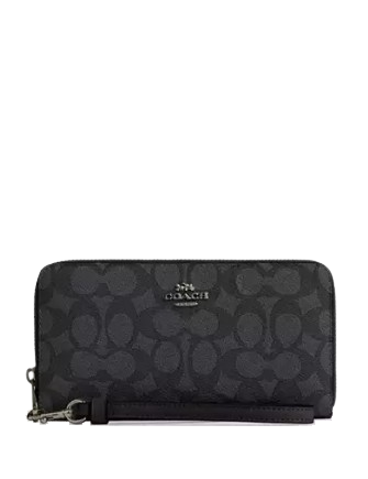 Coach Long Zip Around Wallet In Signature Canvas