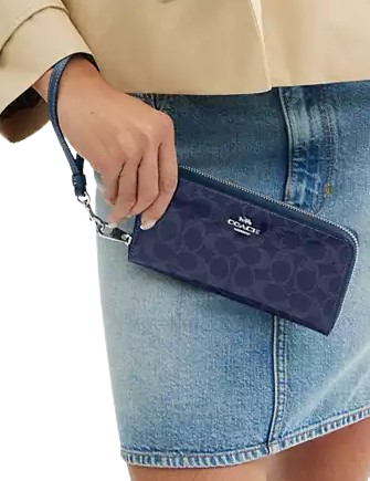 Coach Long Zip Around Wallet In Signature Canvas