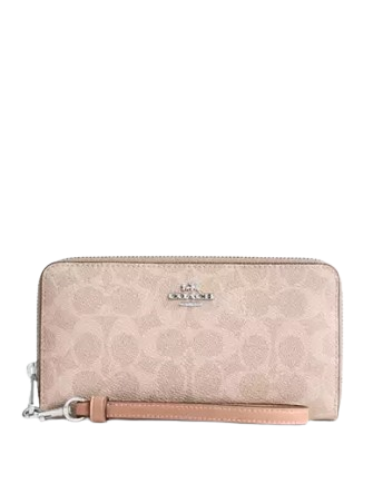 Coach Long Zip Around Wallet In Signature Canvas