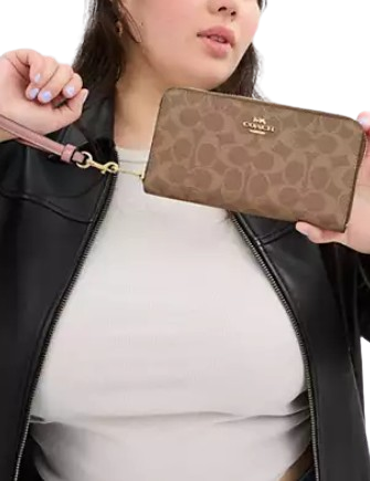 Coach Long Zip Around Wallet In Signature Canvas