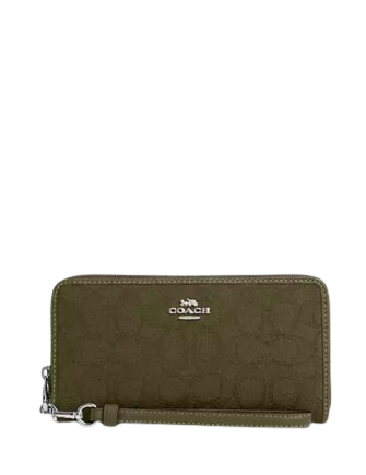 Coach Long Zip Around Wallet In Signature Jacquard