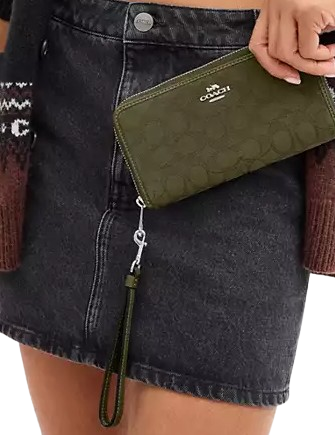 Coach Long Zip Around Wallet In Signature Jacquard