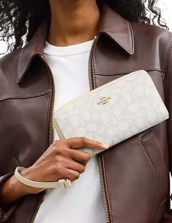Coach Long Zip Around Wallet In Sketch Signature Canvas