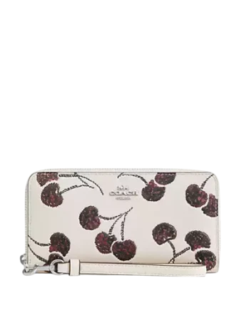 Coach Long Zip Around Wallet With Cherry Print