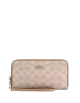 Coach Long Zip Around Wallet With Detachable Card Case In Signature Canvas
