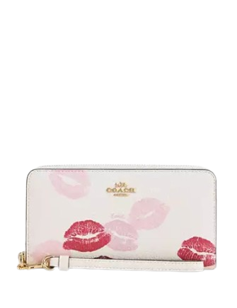 Coach Long Zip Around Wallet With Lips Print