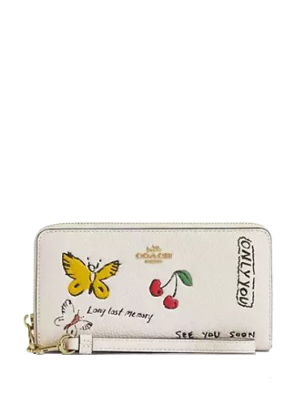 Coach Long Zip Around Wallet With Sketch Print