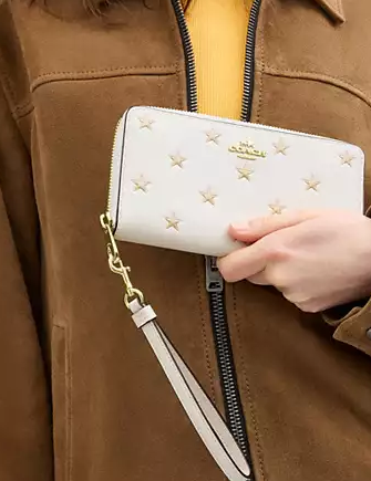 Coach Long Zip Around Wallet With Star Print