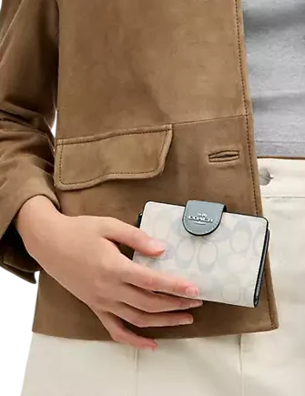 Coach Medium Corner Zip Wallet In Pretty Signature Canvas