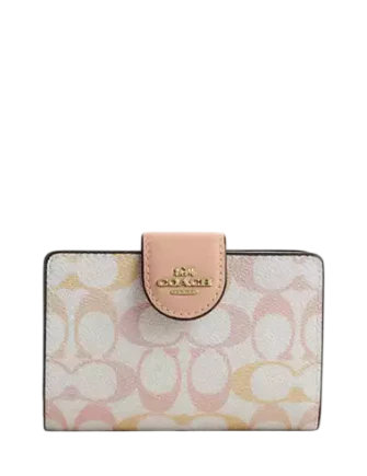 Coach Medium Corner Zip Wallet In Pretty Signature Canvas