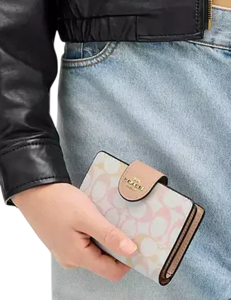 Coach Medium Corner Zip Wallet In Pretty Signature Canvas