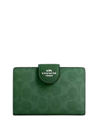 Coach Medium Corner Zip Wallet In Signature Canvas