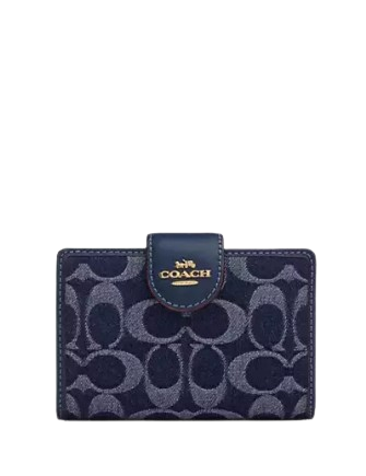 Coach Medium Corner Zip Wallet In Signature Denim