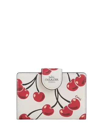 Coach Medium Corner Zip Wallet With Cherry Print