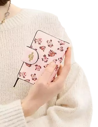 Coach Medium Corner Zip Wallet With Rosette Print
