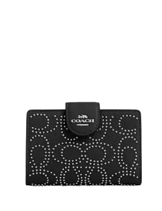 Coach Medium Corner Zip Wallet With Signature Rivets