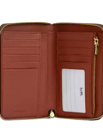 Coach Medium Id Zip Wallet In Signature Canvas With Varsity Stripe